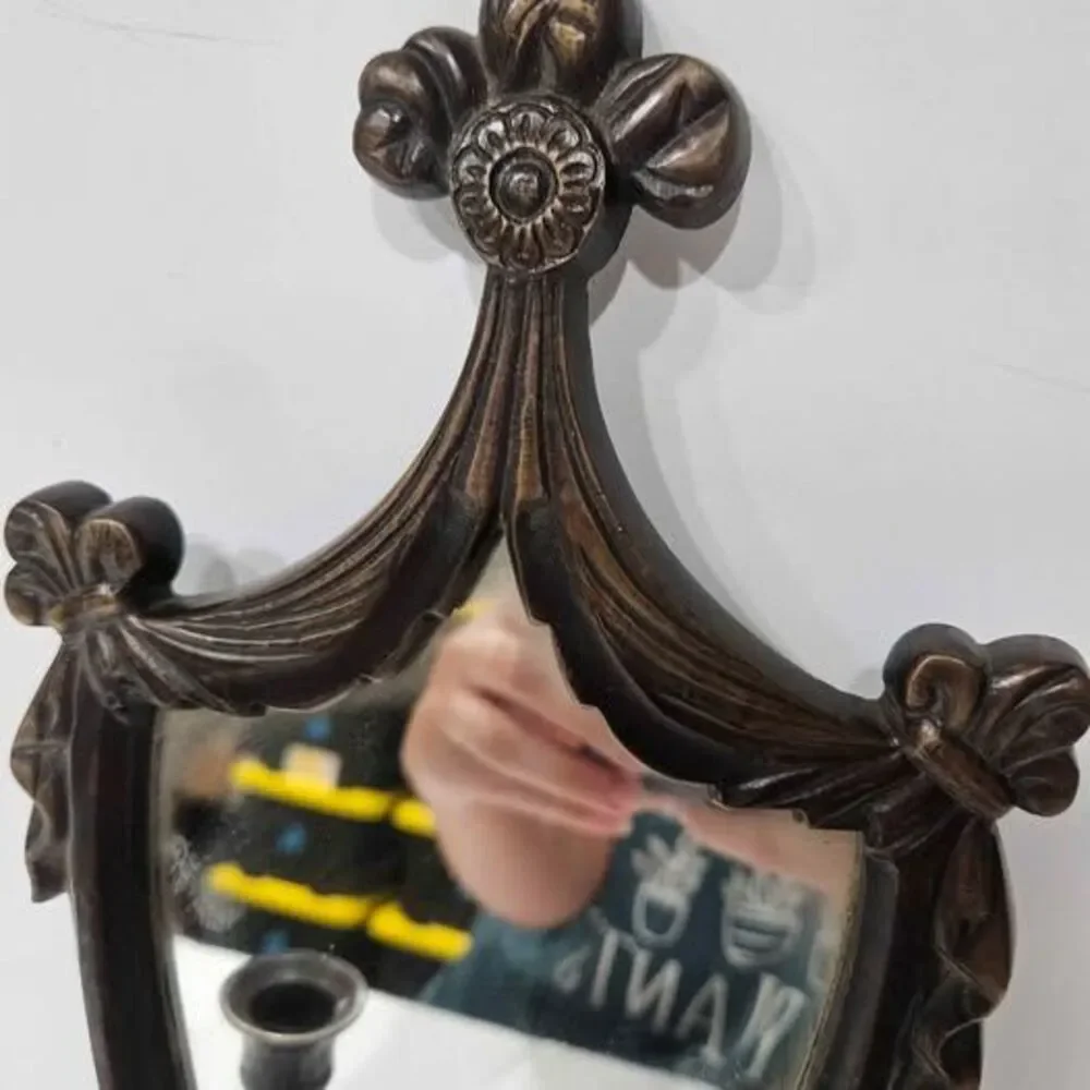 Vintage very heavy Style Mirrored Wall Sconce Candle Holder